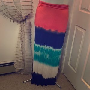 Bright variegated colors, long comfortable skirt.